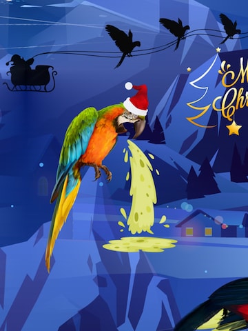 Hawaiihemdshop.de Regular fit Overhemd 'Hawaiihemd Christmas Parrots' in Blauw