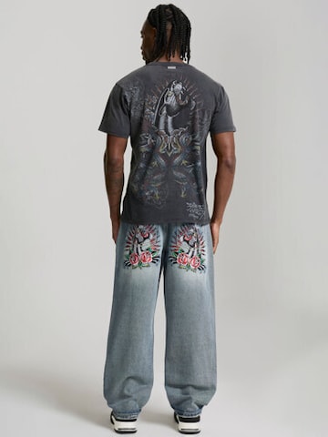 Baggy Jean Ed Hardy en bleu : devant