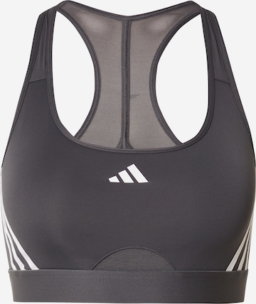 ADIDAS PERFORMANCE Bustier Sportmelltartók 'POWERREACT' - szürke: elől