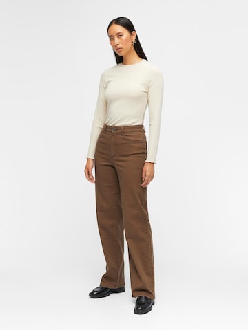 OBJECT Wide leg Jeans 'Savannah' in Bruin