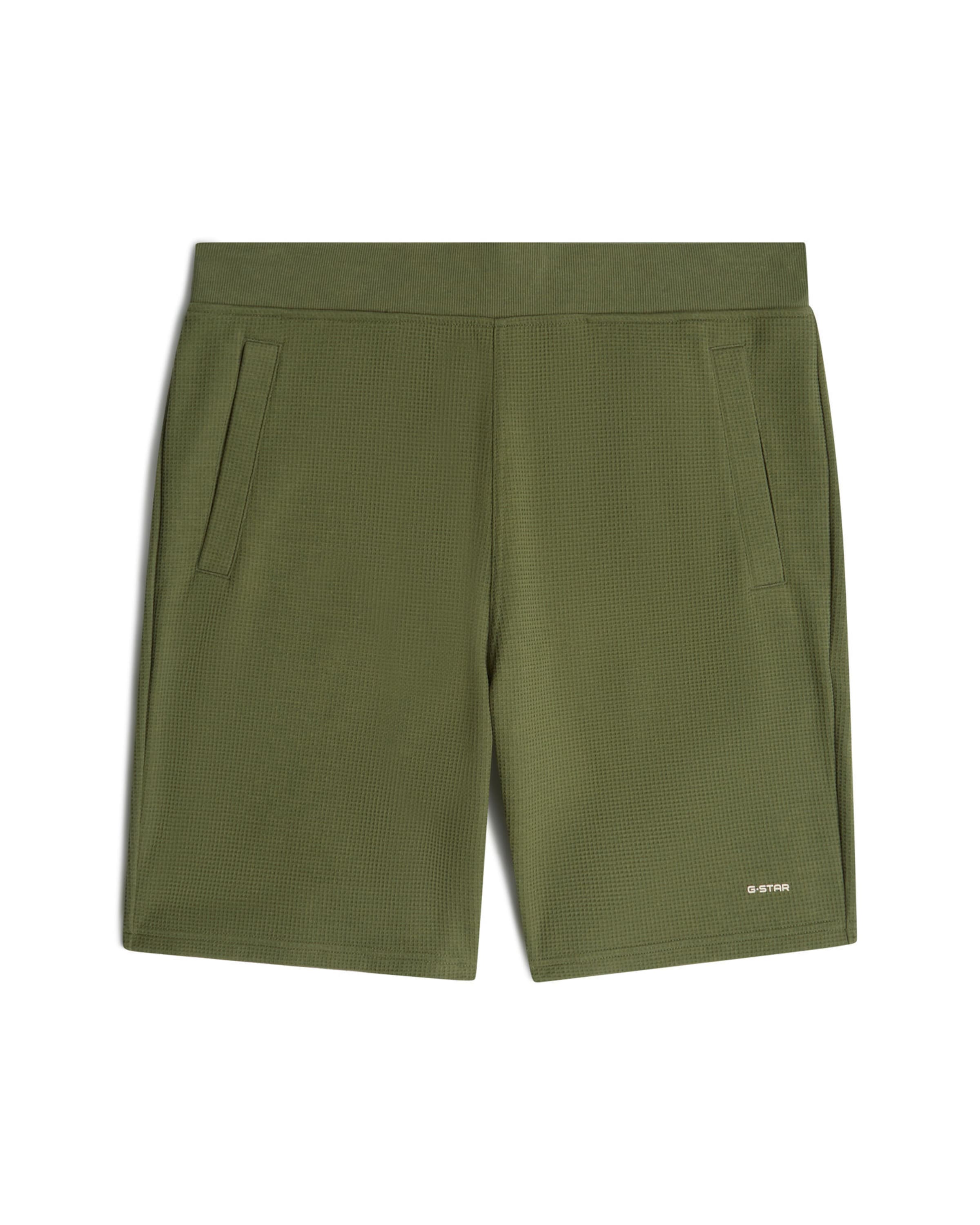 G-STAR Slimfit Sportbroek 'Structured Jersey Shorts' in Groen: voorkant