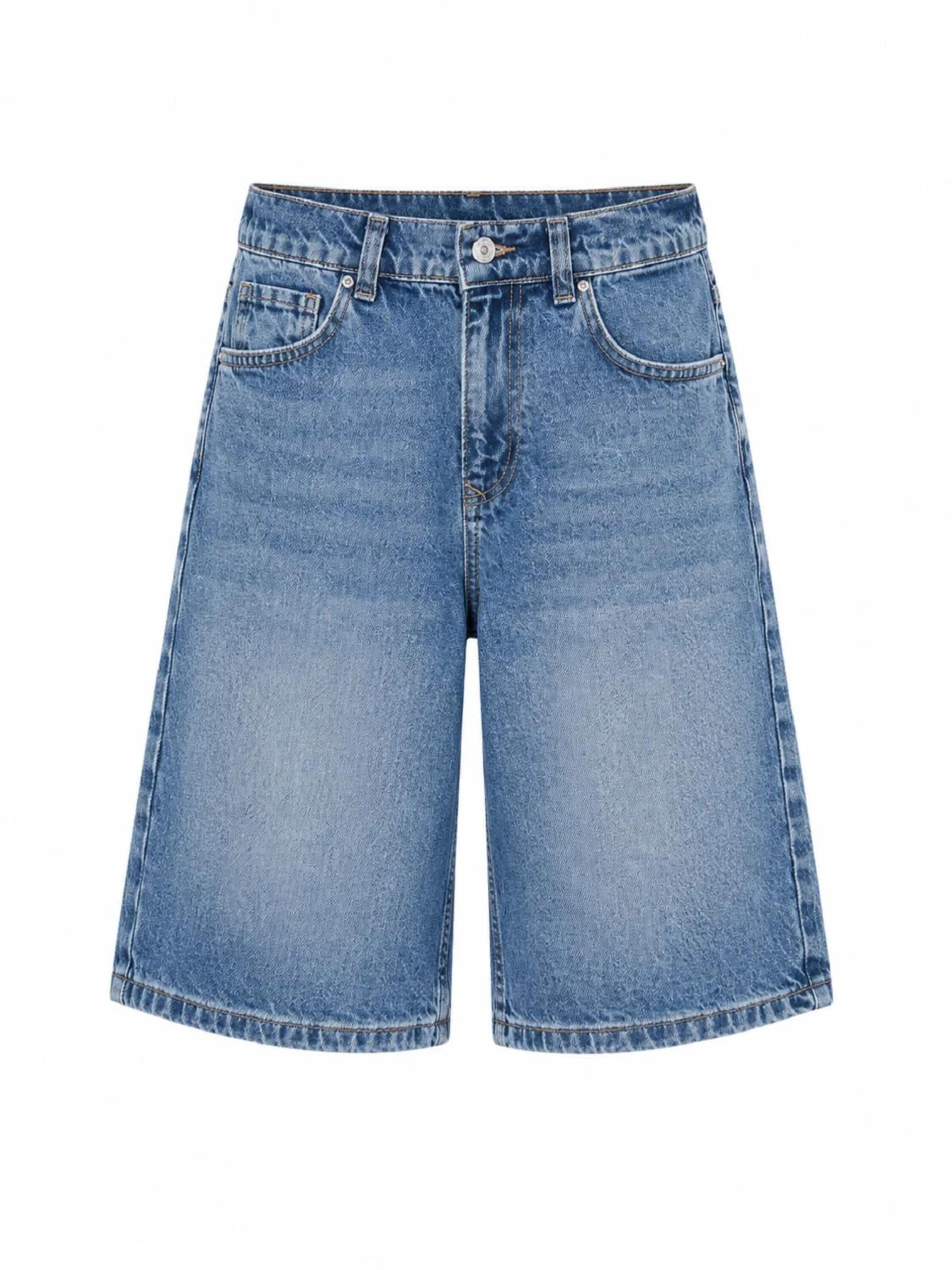 IT'S BASIC Baggy Jeans 'ELASTICATED BAGGY DENIM SHORT'‌ in Blau
