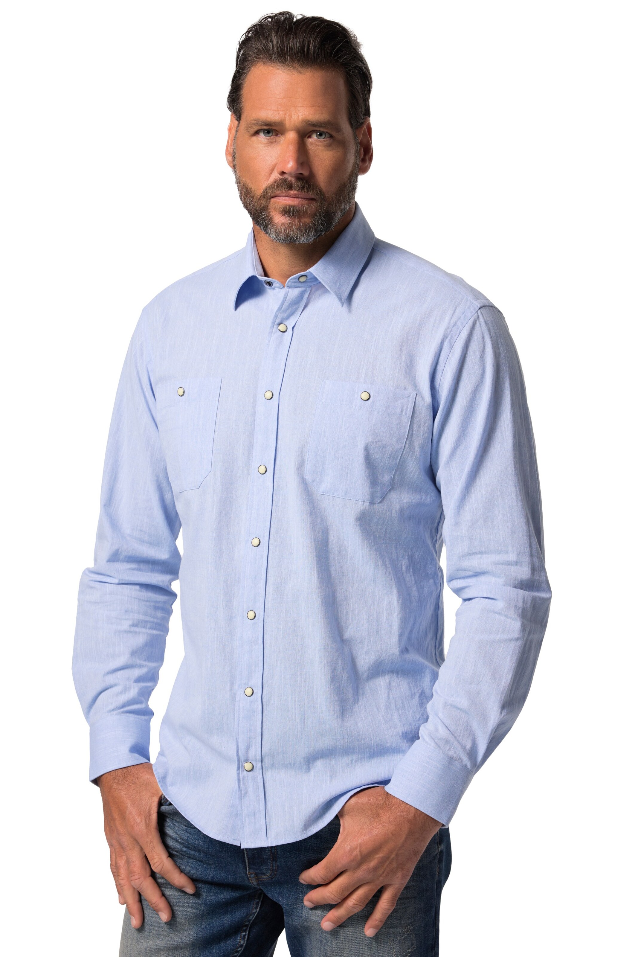 JP1880 Regular fit Button Up Shirt in Blue: front