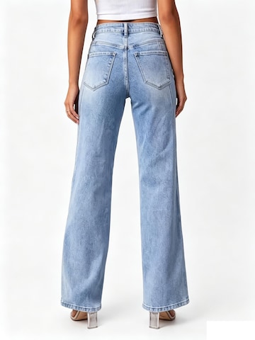 KoJooin Normalny krój Jeansy 'Damen High Waist Flare Jeans Dekorative Seitennähte Gerader Schnitt Modische Denim Hose Alltag' w kolorze niebieski