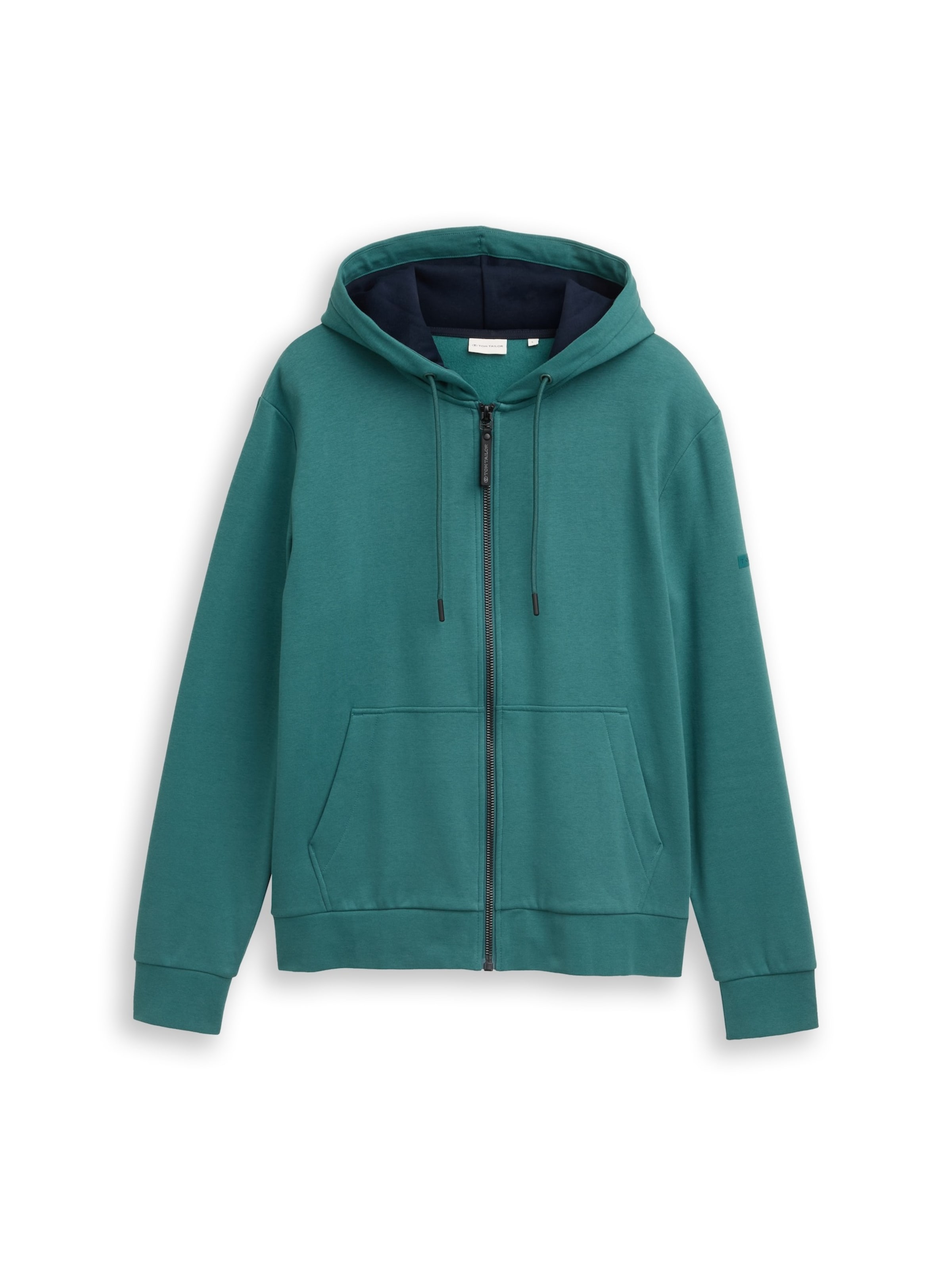 TOM TAILOR Zip-Up Hoodie in Green: front