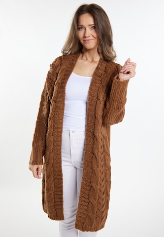 usha WHITE LABEL Knit Cardigan in Brown: front