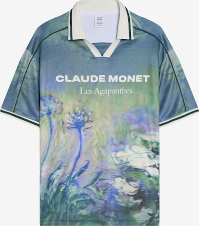 Bershka Paita 'CLAUDE MONET LES AGAPANTHES' koossa XS värissä sininen / vihreä / tummanvihreä / offwhite, Tuotenäkymä