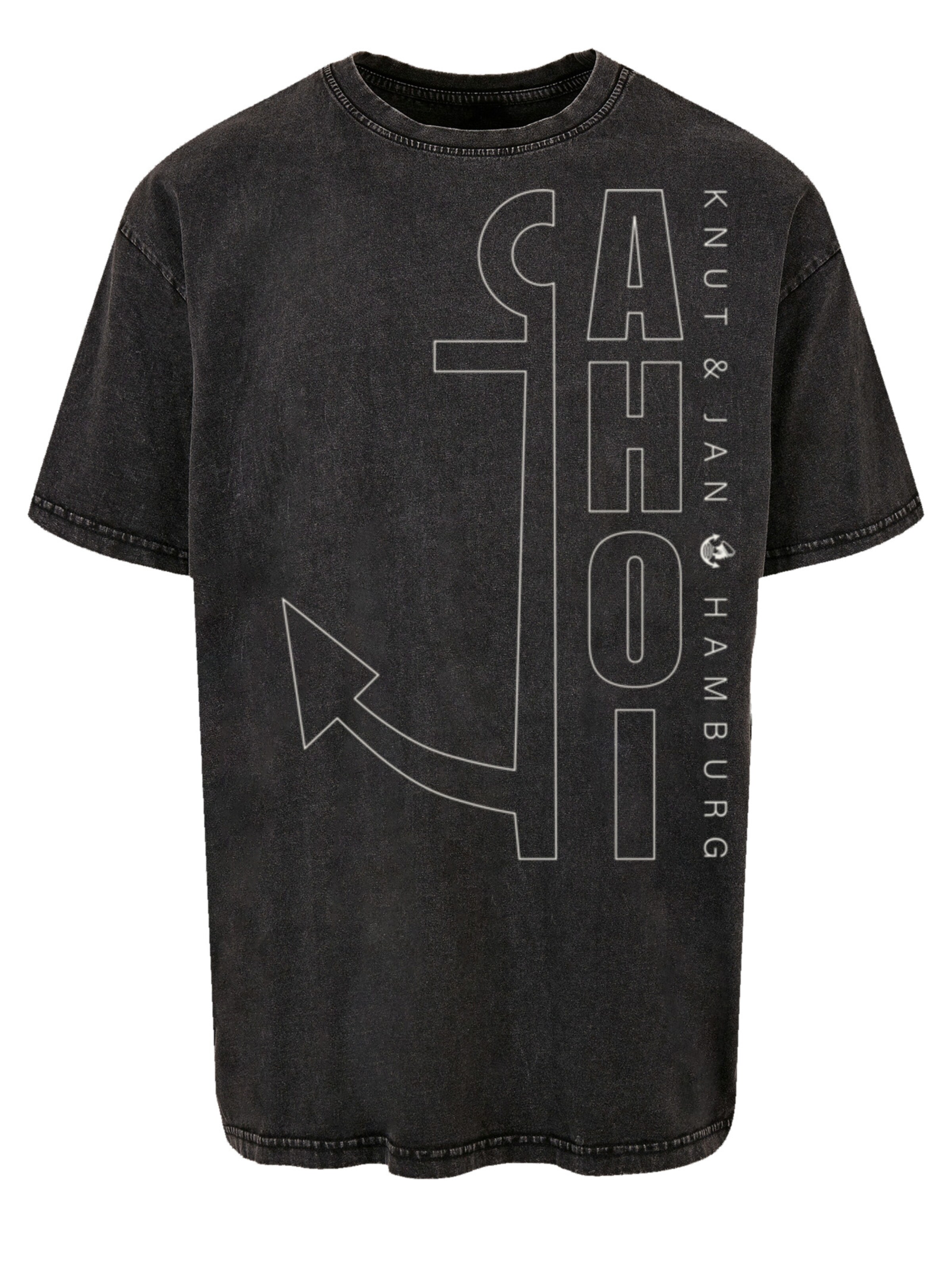 F4NT4STIC Shirt 'Ahoi Anker Outlines' in Zwart: voorkant