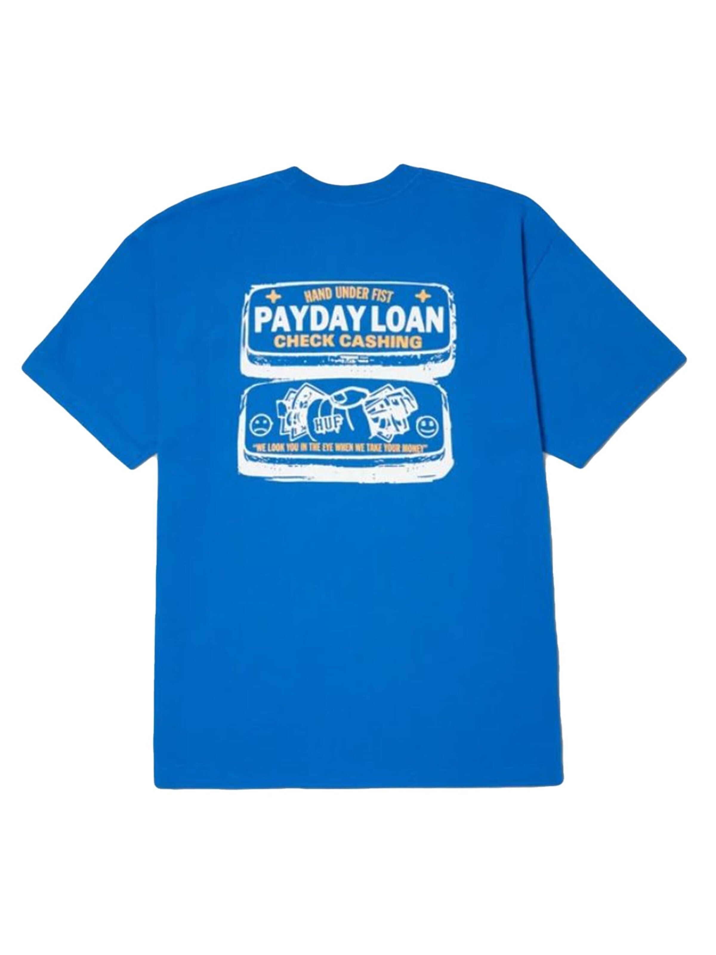 HUF Shirt 'PAY DAY T-SHIRT BLUE' in Blauw: voorkant