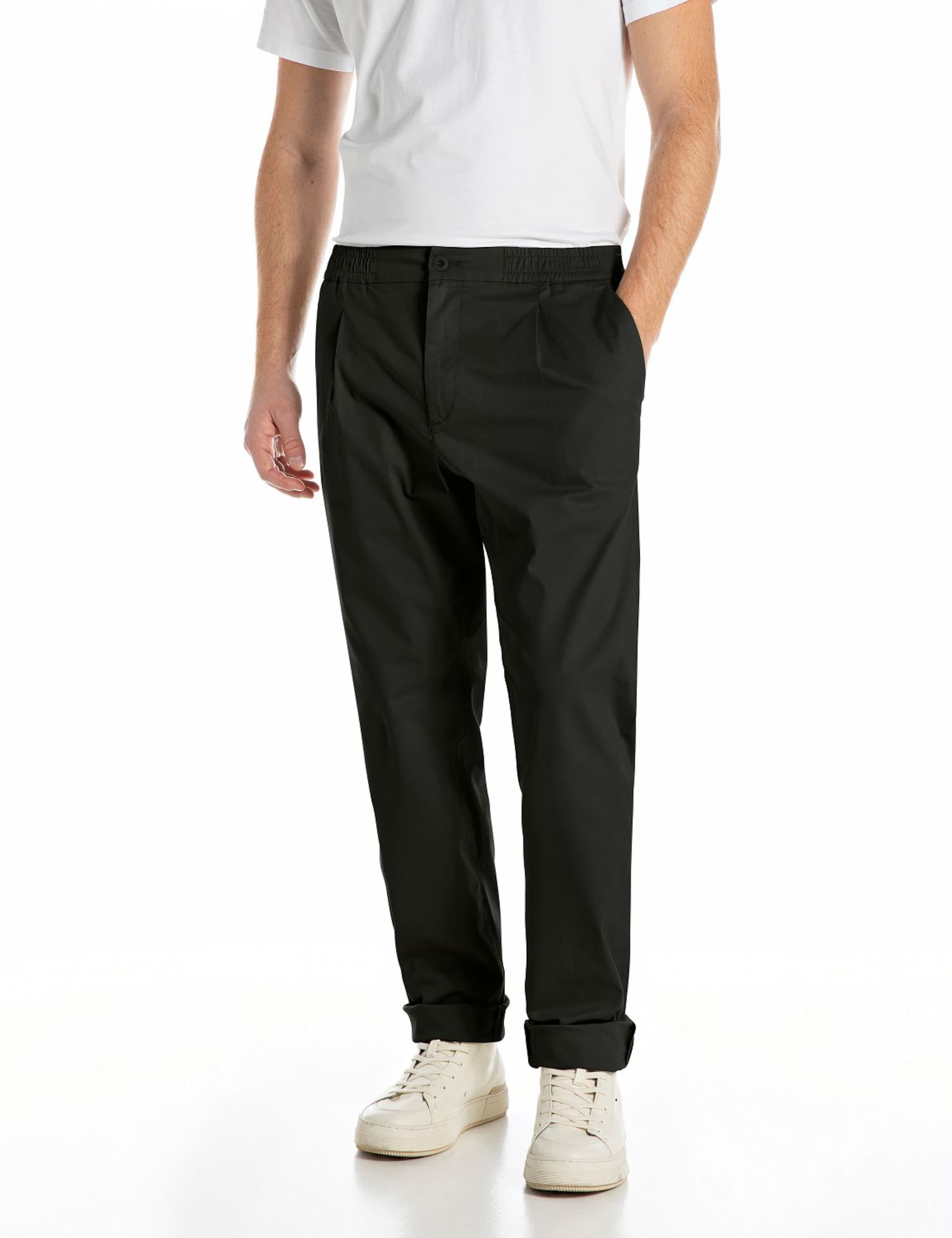 REPLAY Regular Chino Pants in Black: front