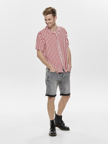 Only & Sons Comfort Fit Πουκάμισο 'Wayne' σε κόκκινο