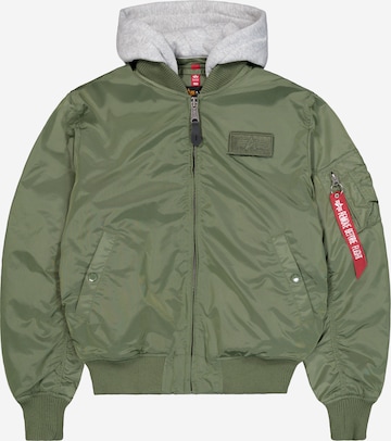 ALPHA INDUSTRIES Välikausitakki 'MA-1 TT Hood' värissä vihreä: etupuoli