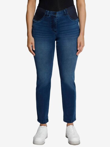 Ulla Popken Slimfit Jeans 'Sammy' in Blauw: voorkant