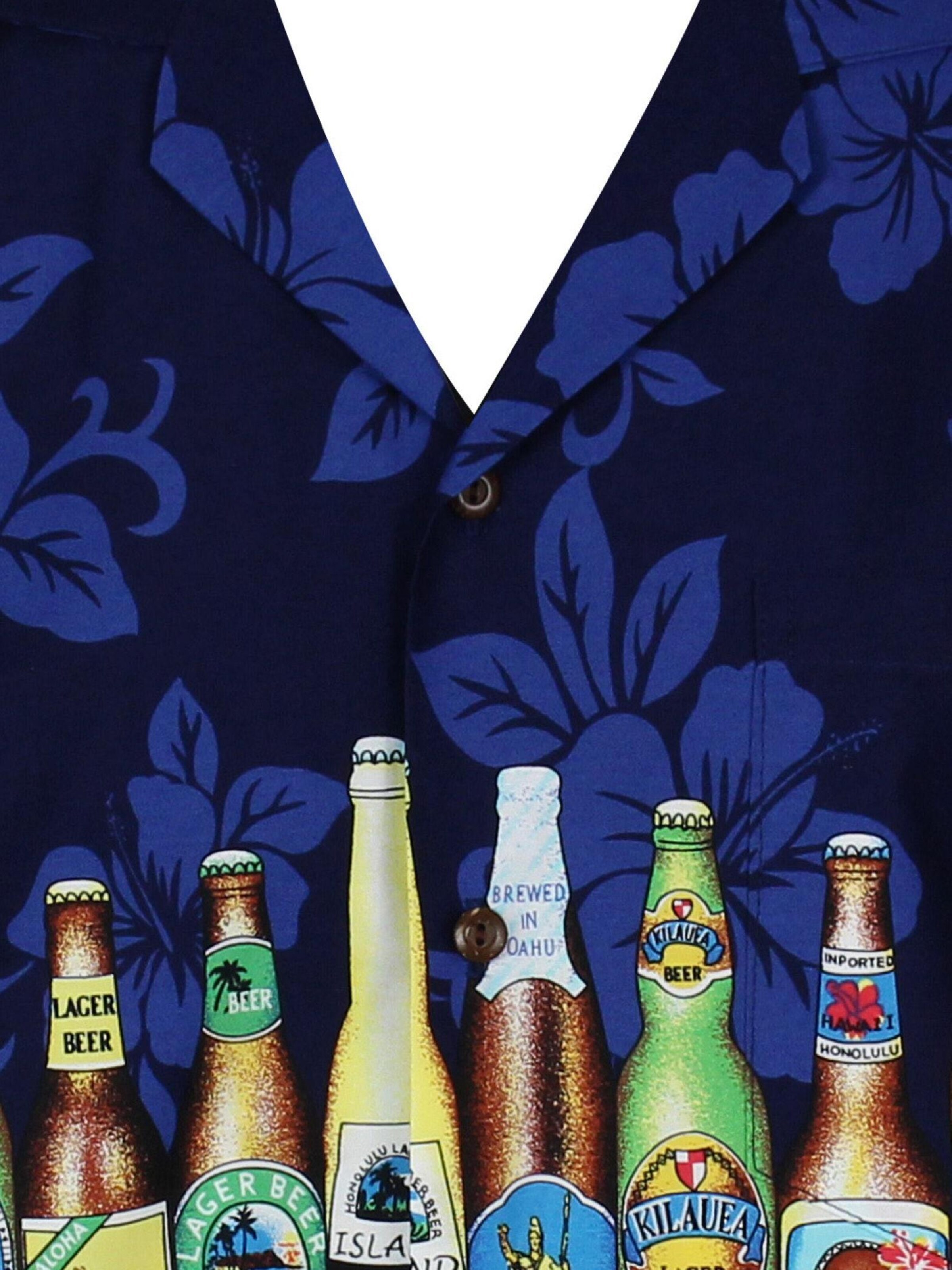 KY's - Ajuste regular Camisa 'Bierflaschen Brustdruck' en azul