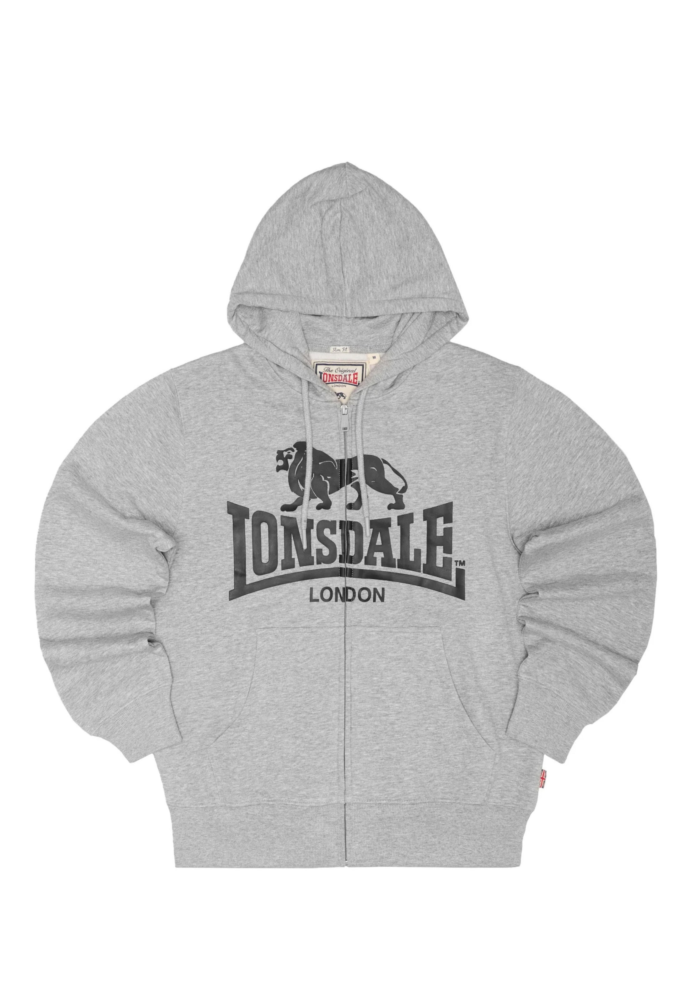 Lonsdale London Кофта на молнии 'Krafty' в Серый: спереди