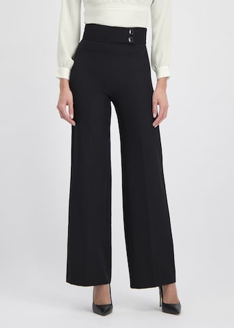 Nicowa Wide leg Broek 'Coreana' in Zwart: voorkant