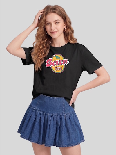 LapaPlus Shirt 'Women Retro Oval Frame The Seven Slogan Print T-Shirt' in S in de kleur Zwart, Productweergave