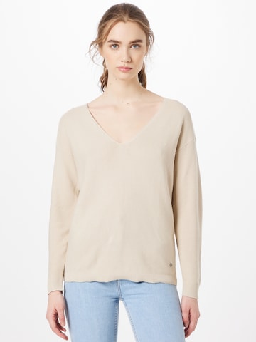 Cream Sweater in Brown: front