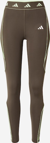 ADIDAS PERFORMANCE Skinny Workout Pants 'Hyperglam Color Pop' in Green: front