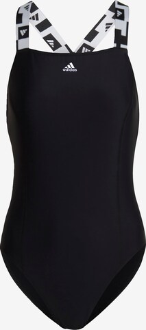 ADIDAS SPORTSWEAR - Soutien Bustier Fato de banho desportivo 'Tape' em preto: frente