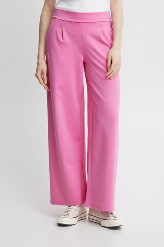 ICHI Wide leg Chino 'KATE' in Roze: voorkant
