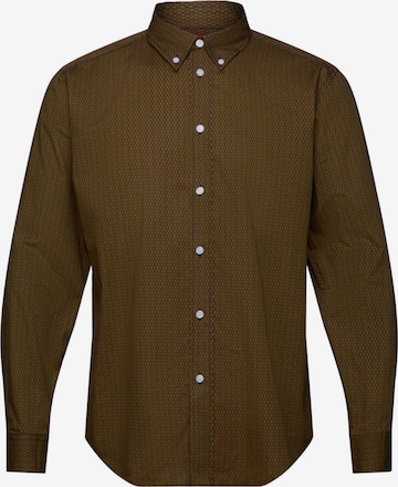 ESPRIT Slim fit Button Up Shirt in Brown: front