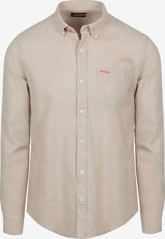NZA New Zealand Auckland Comfort fit Overhemd in Beige: voorkant