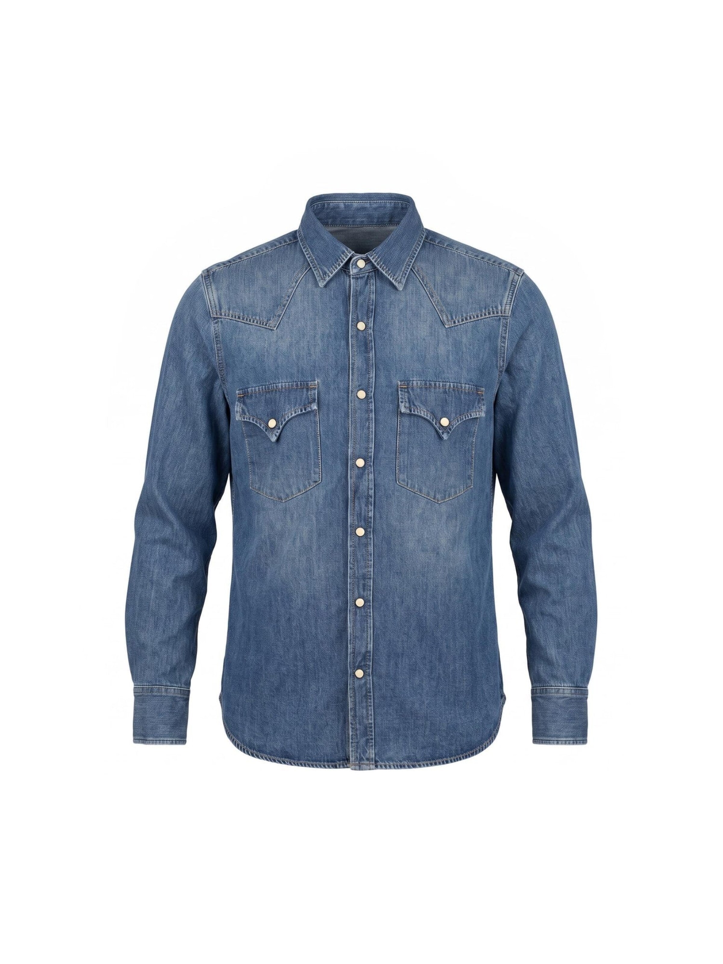 Coupe regular Chemise 'NTEX STONE WASH DENIM WESTERN SHIRT' Fortela en bleu : devant