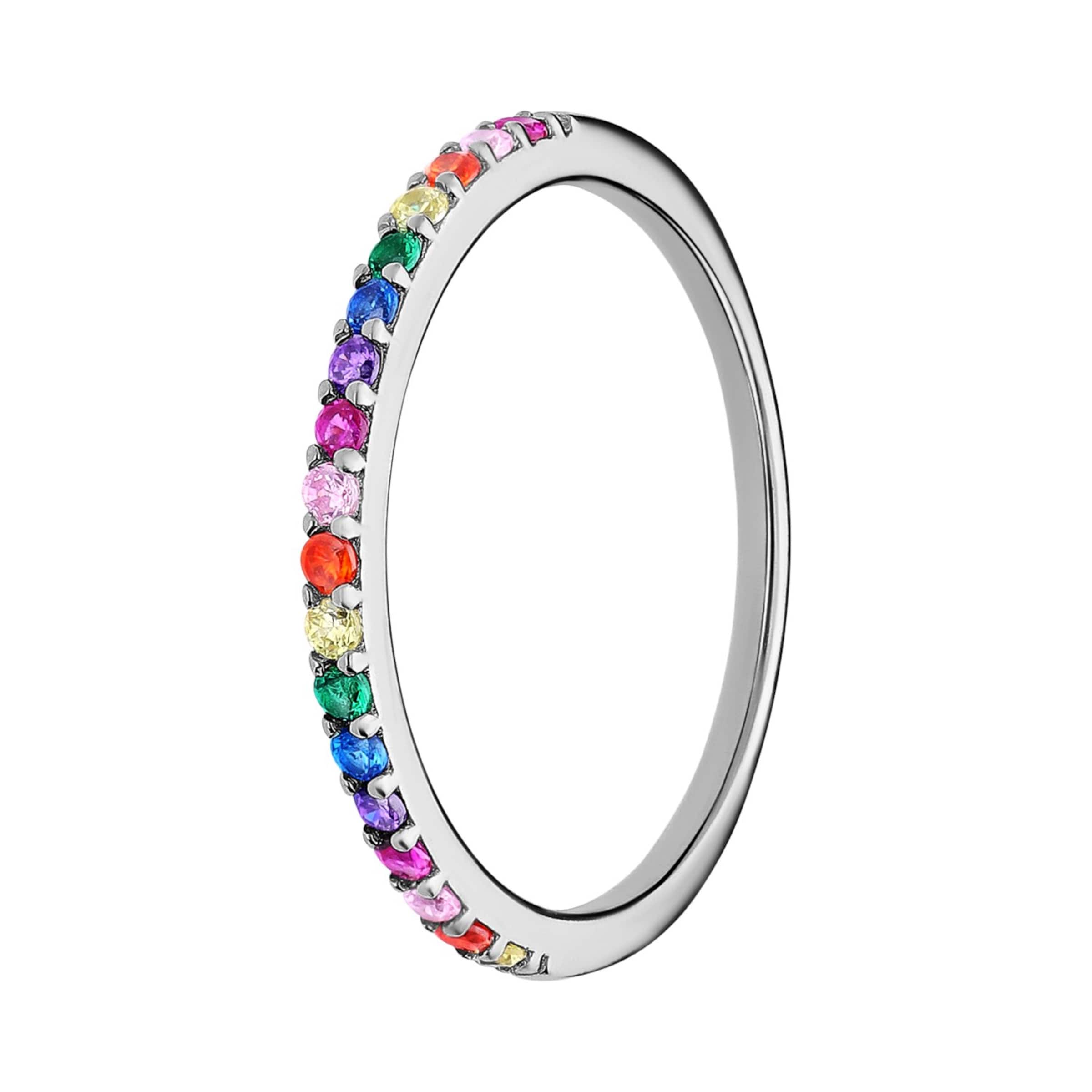 Lucardi Ring 'Colourful' in Silver: front
