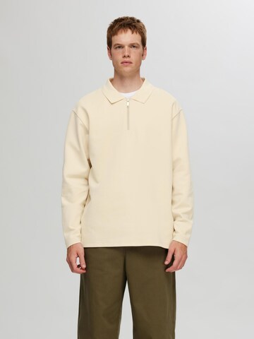 Sweat-shirt SELECTED HOMME en beige : devant