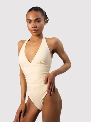 BREEZERA Classic Swimsuit 'Azure Muse Badeanzug' in Beige: front