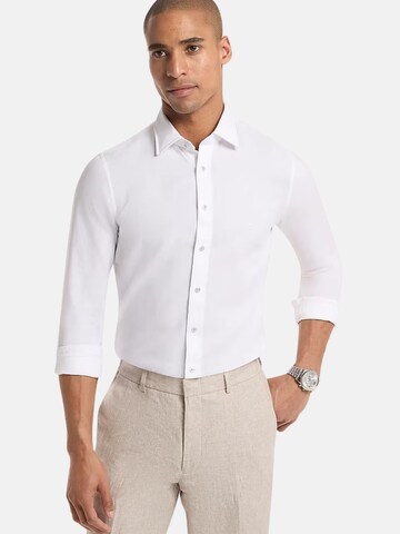 Coupe regular Chemise business 'COTTON LINEN SLIM SHIRT' Michael Kors en blanc