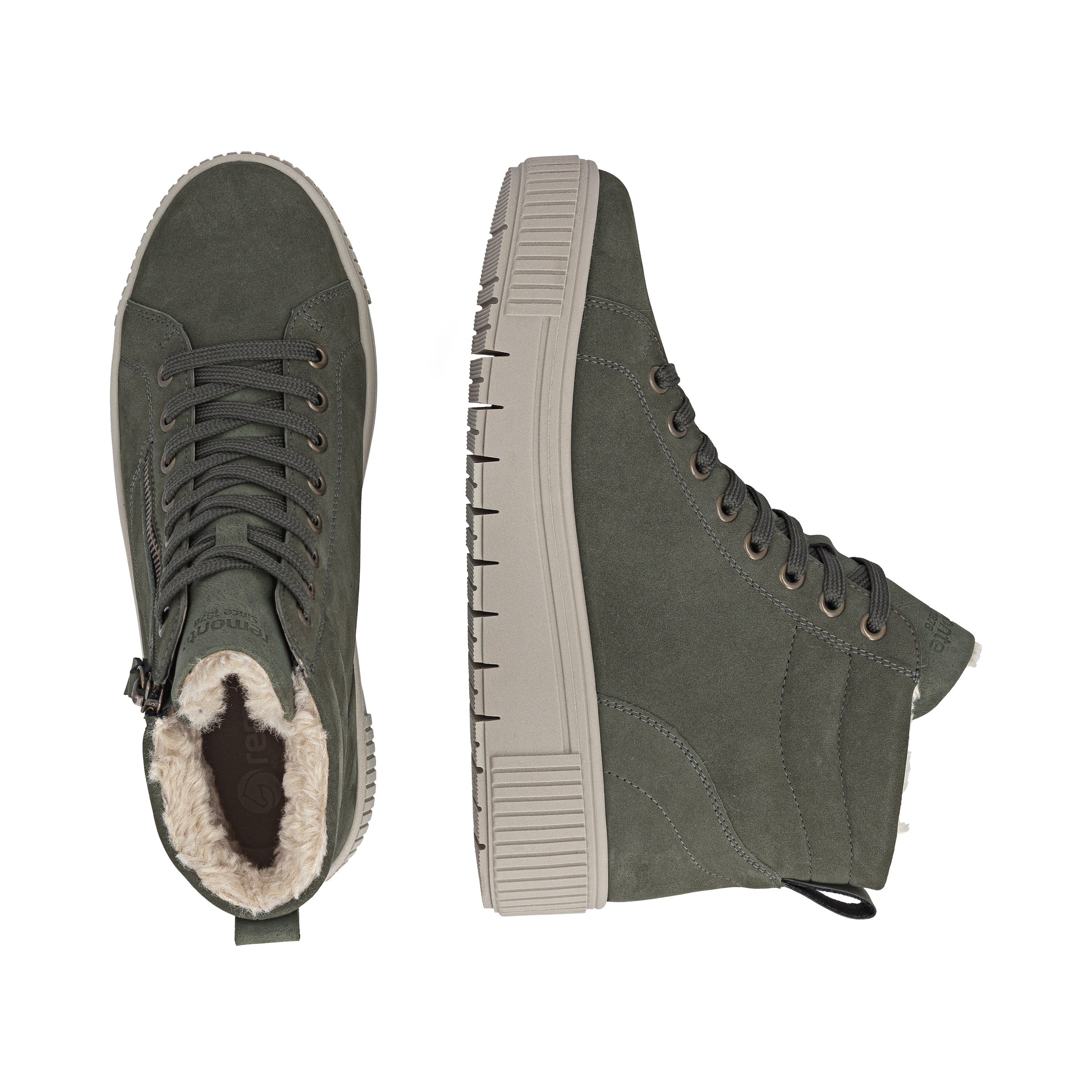 REMONTE Lace-Up Ankle Boots in Green