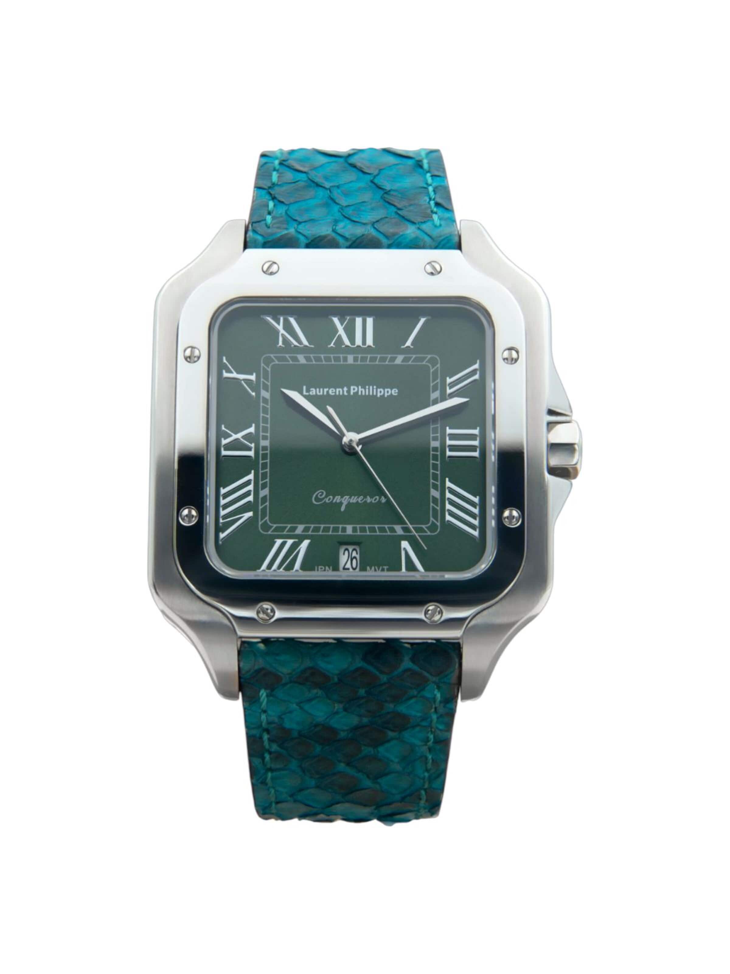 Laurent Philippe Analog watch 'Conqueror Emerald-Venin Blue' in Green: front