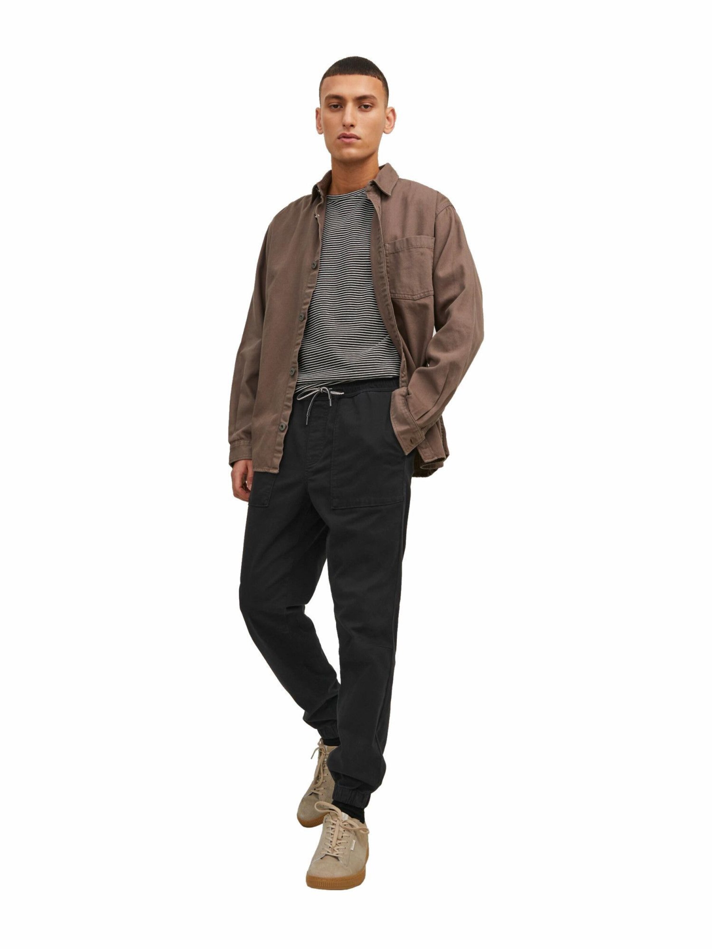 JACK & JONES - Tapered Calças 'GORDON LEWIS' em preto