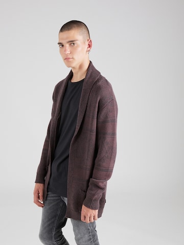 INDICODE JEANS Knit Cardigan 'Burger' in Brown: front