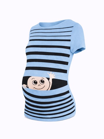 M.M.C. Shirt 'Winke Winke Umstandsshirt' in Blue: front
