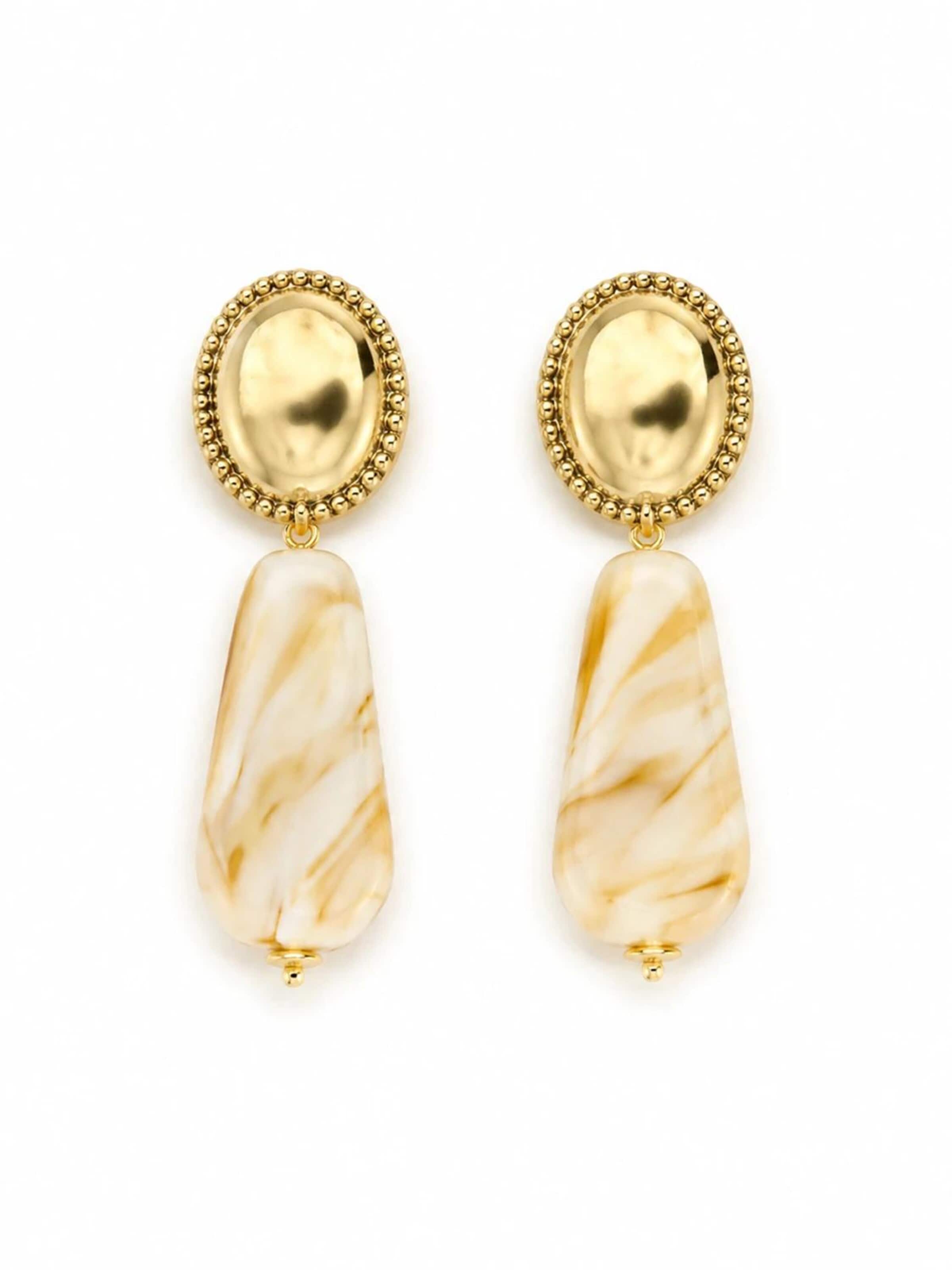 Boucles d'oreilles 'Marmo' ETNÉE en or : devant