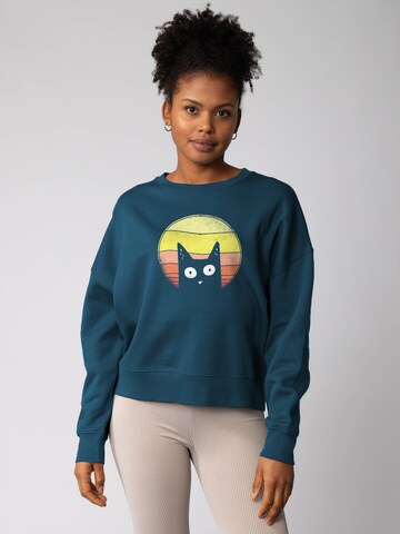 Watapparel Sweatshirt ' Sunset Cat ' in Blauw: voorkant