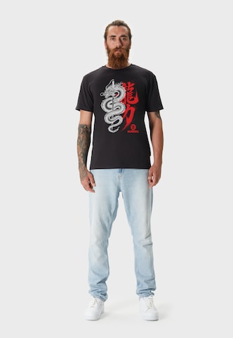 Oldskull T-Shirt 'Asian Dragon Kanji Graphic' in Schwarz