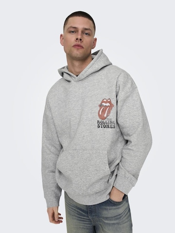 Only & Sons Sweatshirt 'ROLLING STONES' in Grey