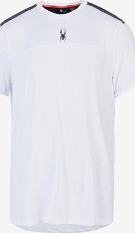 T-Shirt fonctionnel Spyder en blanc : devant