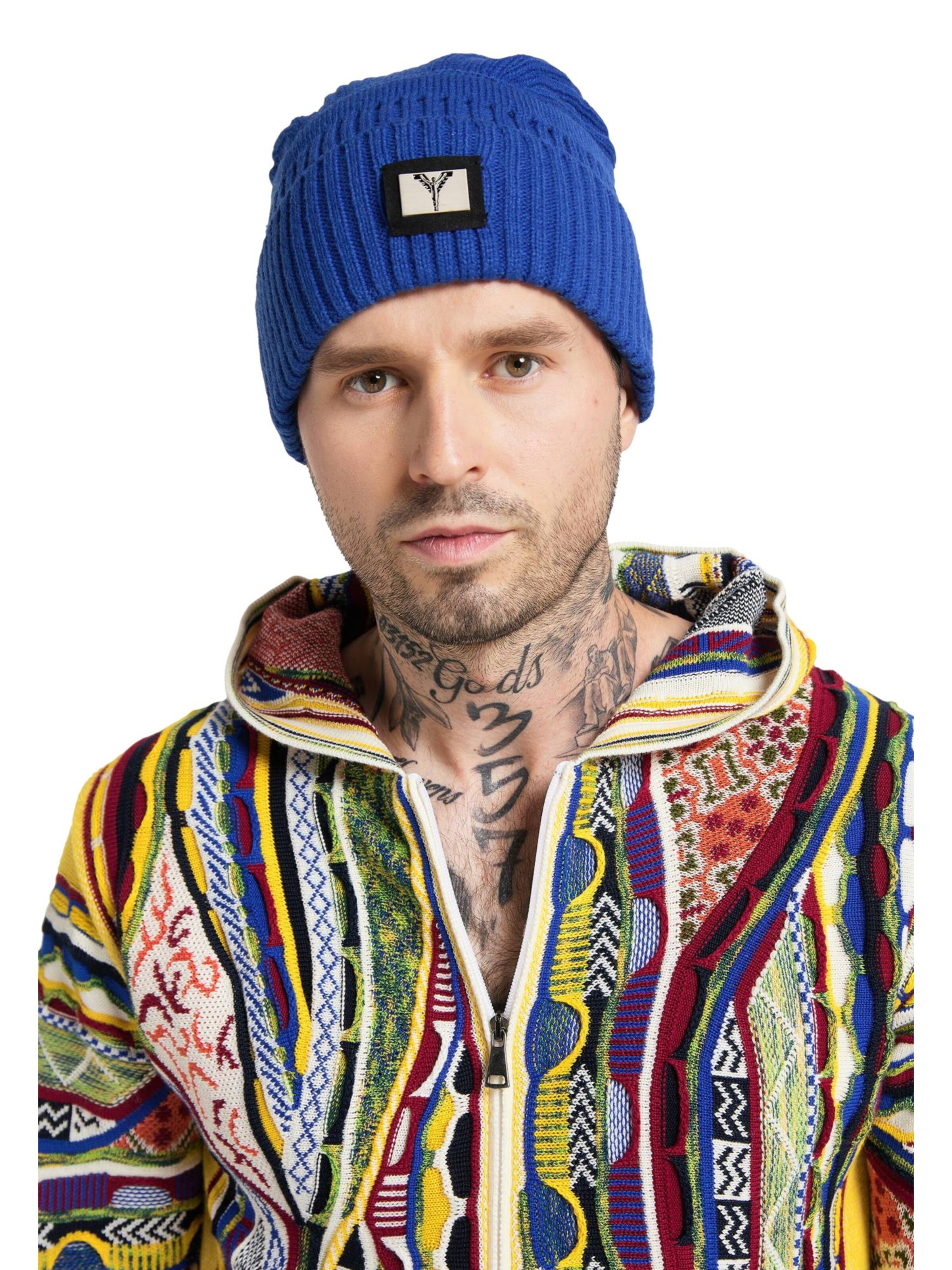 Carlo Colucci Beanie ' Caenaro ' in Blue: front
