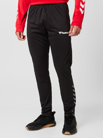 Effilé Pantalon de sport 'AUTHENTIC' Hummel en noir : devant