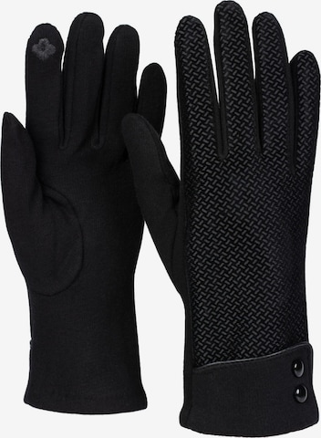 styleBREAKER Full finger gloves 'Touchscreen Handschuhe mit weichem Riffel Muster' in Black: front