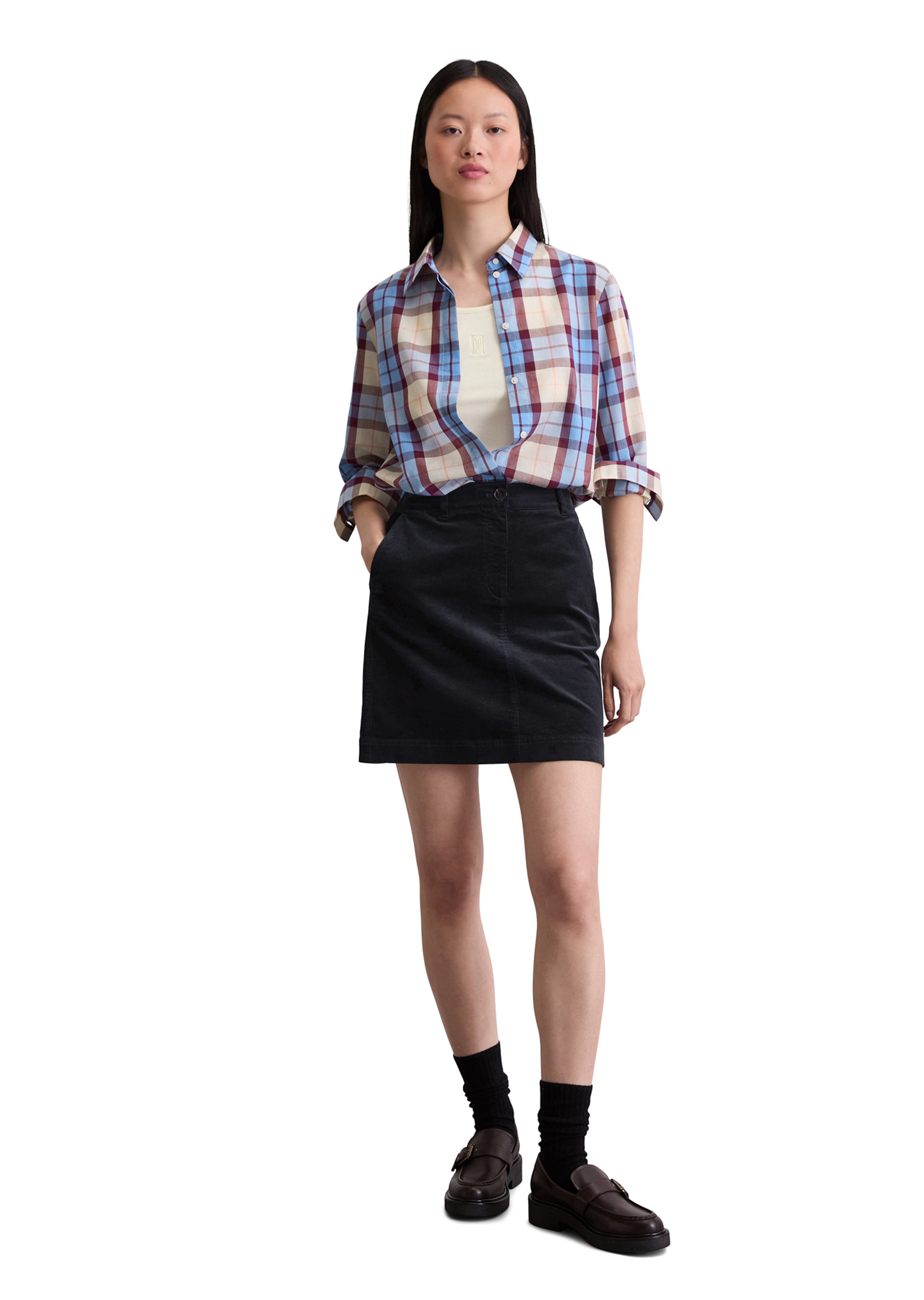 Marc O'Polo Blouse ' aus Organic-Cotton-Lyocell-Mix ' in Blauw