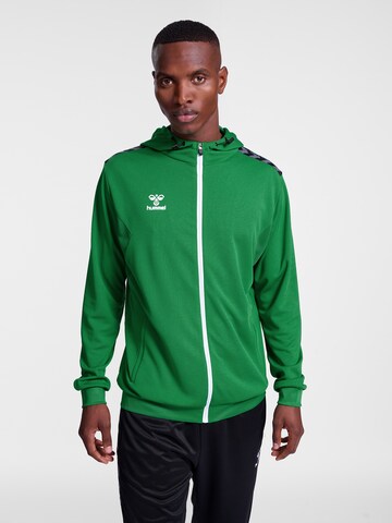 Hummel Sportsweatjacke 'Authentic' in Grün: Vorderseite