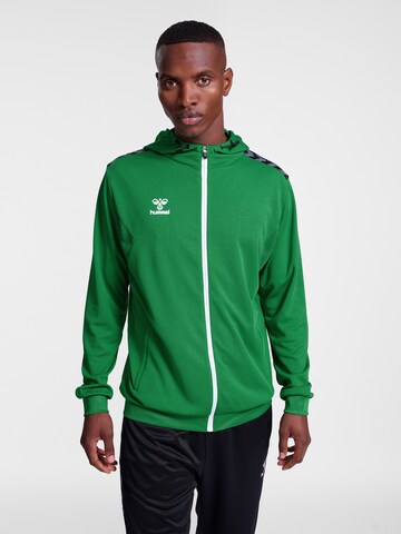 Hummel Athletic Zip-Up Hoodie 'AUTHENTIC' in Green: front