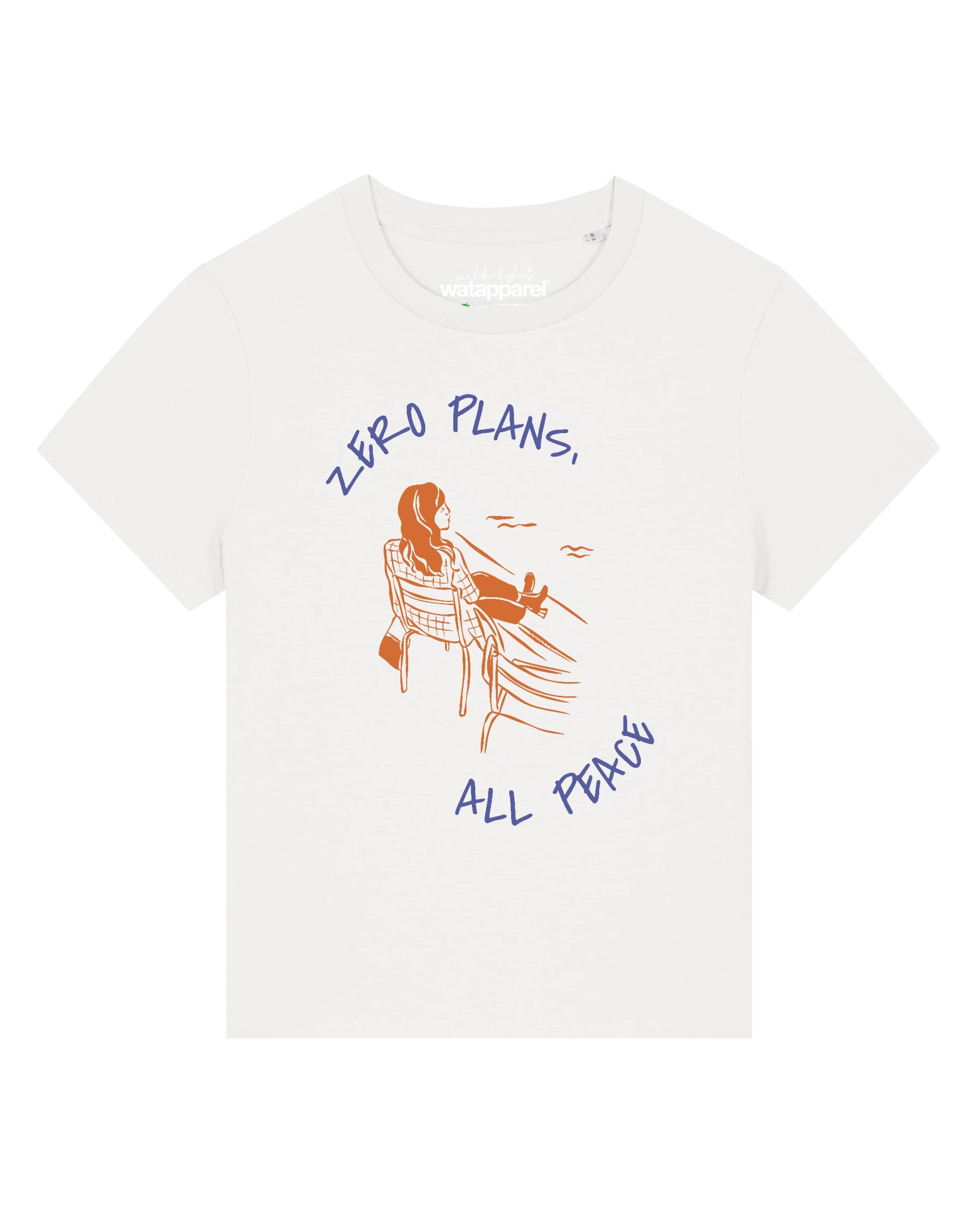 Watapparel T-Shirt 'Zero Plans All Peace' in XXL in hellblau / honig / weiß, Produktansicht