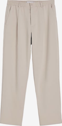 Bershka Normální Kalhoty se sklady v pase – béžová: přední strana